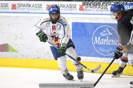 2016-10-15 Bolzano-Hockey Milano Rossoblu U16 0735 Matteo Quartuccio